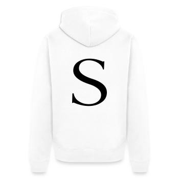 s - Unisex Premium Bio Zip Hoodie - Weiß - Hinten - Thijin (182cm)