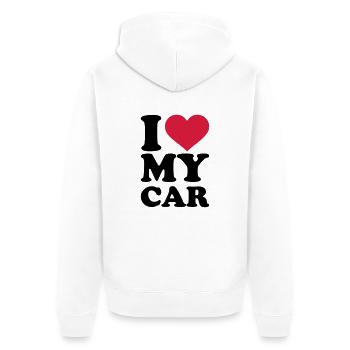 I love my car - Unisex Premium Bio Zip Hoodie - Weiß - Hinten - Thijin (182cm)
