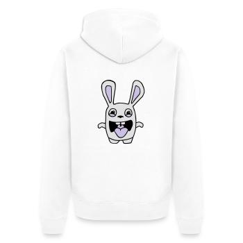 dessin lapin mignon débile style BD cartoon fun - Veste à capuche bio Premium Unisexe - blanc - Dos - Thijin (182cm)