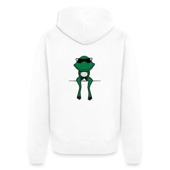 Sit de lunettes de soleil cool drôle de grenouille - Veste à capuche bio Premium Unisexe - blanc - Dos - Thijin (182cm)