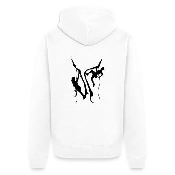 paar frau girl klettern bergsteigerin bergsteiger - Unisex Premium Bio Zip Hoodie - Weiß - Hinten - Thijin (182cm)