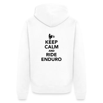 Enduro - Unisex Premium Bio Zip Hoodie - Weiß - Hinten - Thijin (182cm)