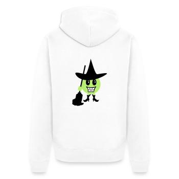 Émoticône sorcière / Witch Halloween Emoji (b, 3c) - Veste à capuche bio Premium Unisexe - blanc - Dos - Thijin (182cm)