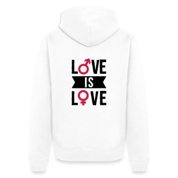 Love is love - Unisex Premium Bio Zip Hoodie - Weiß - Hinten - Thijin (182cm)