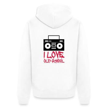 i_love_old_school_02 - Unisex Premium Bio Zip Hoodie - Weiß - Hinten - Thijin (182cm)