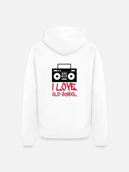 i_love_old_school_02 - Unisex Premium Bio Zip Hoodie - Weiß
