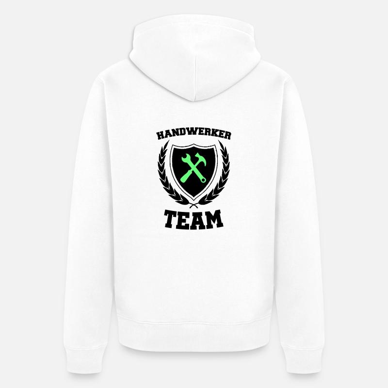 handwerker team 02 - Unisex Premium Bio Zip Hoodie - Weiß