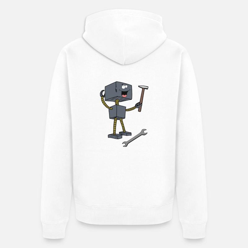 Handerker Roboter Werkzeug Technik Technologie - Unisex Premium Bio Zip Hoodie - Weiß