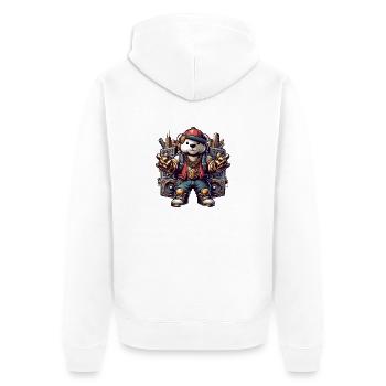 Hiphop Bär - Unisex Premium Bio Zip Hoodie - Weiß - Hinten - Thijin (182cm)