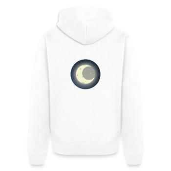 Mond und Sternschnuppe - Unisex Premium Bio Zip Hoodie - Weiß - Hinten - Thijin (182cm)