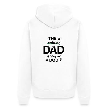 WALKING DAD chien propriétaire de chien marchant avec le chien - Veste à capuche bio Premium Unisexe - blanc - Dos - Thijin (182cm)