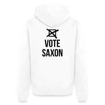 Vote Saxon - Unisex Premium Organic Zip Hoodie - white - Back - Thijin (182cm)