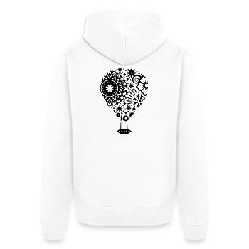 Heißluftballon aus Ornamenten - Unisex Premium Bio Zip Hoodie - Weiß - Hinten - Thijin (182cm)