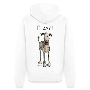 Play Galgo Espanol - Dog - Spanish Greyhound - Unisex Premium Organic Zip Hoodie - white - Back - Thijin (182cm)