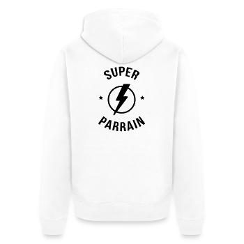 Oncle / Super Parrain / Tonton / Naissance / Bébé - Veste à capuche bio Premium Unisexe - blanc - Dos - Thijin (182cm)