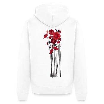 Pebble Flowers Illustration - Unisex Premium Organic Zip Hoodie - white - Back - Thijin (182cm)