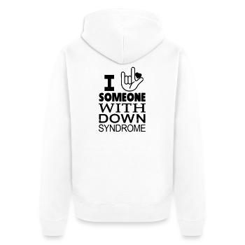 Amoureux du syndrome de Down - Veste à capuche bio Premium Unisexe - blanc - Dos - Thijin (182cm)