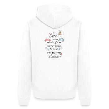 Le rire c'est comme les essuie-glaces - Veste à capuche bio Premium Unisexe - blanc - Dos - Thijin (182cm)