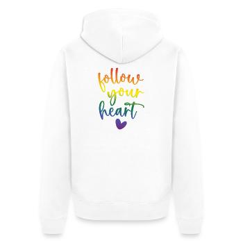 Mois de la fierté - Suivez votre cœur - Veste à capuche bio Premium Unisexe - blanc - Dos - Thijin (182cm)