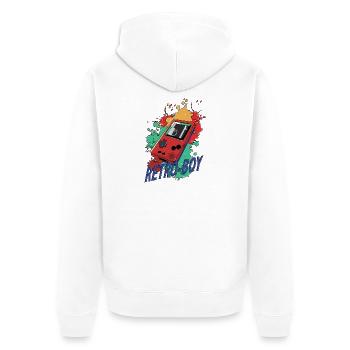 Retro-Boy Game Konsole - Unisex Premium Bio Zip Hoodie - Weiß - Hinten - Thijin (182cm)