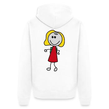 Mädchen - Unisex Premium Bio Zip Hoodie - Weiß - Hinten - Thijin (182cm)