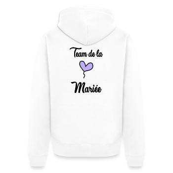 COUPLE. JUST MARRIED. EVJF. SAINT VALENTIN. LOVE. - Veste à capuche bio Premium Unisexe - blanc - Dos - Thijin (182cm)