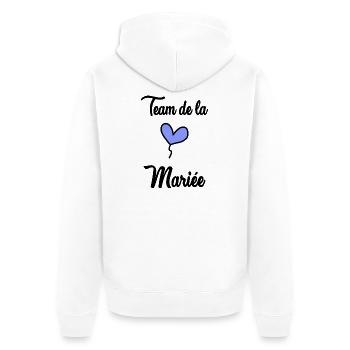 COUPLE. JUST MARRIED. EVJF. SAINT VALENTIN. LOVE. - Veste à capuche bio Premium Unisexe - blanc - Dos - Thijin (182cm)