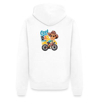 Coole Papa Radfahren Illustration - Unisex Premium Bio Zip Hoodie - Weiß - Hinten - Thijin (182cm)