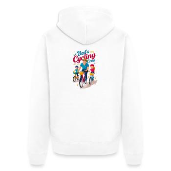 Dad's Cycling Crew Illustration - Unisex Premium Organic Zip Hoodie - white - Back - Thijin (182cm)
