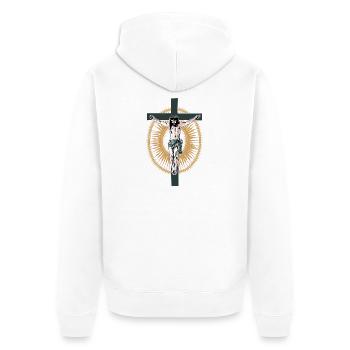 Christus - Unisex Premium Bio Zip Hoodie - Weiß - Hinten - Thijin (182cm)