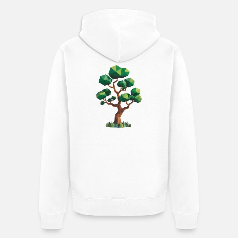 Arbre - Cool Low Poly Logo - Veste à capuche bio Premium Unisexe - blanc