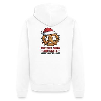 Festive Pretzel with Santa Hat and Christmas Light - Unisex Premium Organic Zip Hoodie - white - Back - Thijin (182cm)