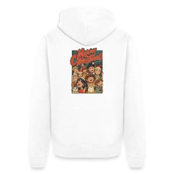Retro Christmas Kids Cats Cartoon - Unisex Premium Organic Zip Hoodie - white - Back - Thijin (182cm)