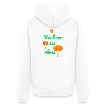 Réaliser ses rêves - Veste à capuche bio Premium Unisexe - blanc - Dos - Thijin (182cm)