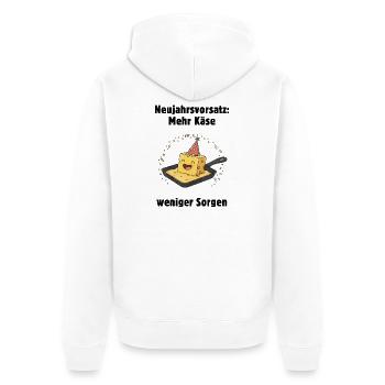 Käseparty in der Pfanne - mehr käse weniger sorgen - Unisex Premium Bio Zip Hoodie - Weiß - Hinten - Thijin (182cm)