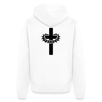 Kreuz Dornenkrone Jesus - Unisex Premium Bio Zip Hoodie - Weiß - Hinten - Thijin (182cm)