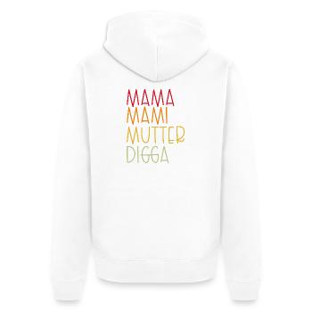 Mama Mami  Mutter Digga - Unisex Premium Bio Zip Hoodie - Weiß - Hinten - Thijin (182cm)