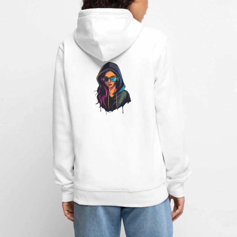 Hacker Programmer Developer Woman Portrait Unisex Premium Organic Zip Hoodie
