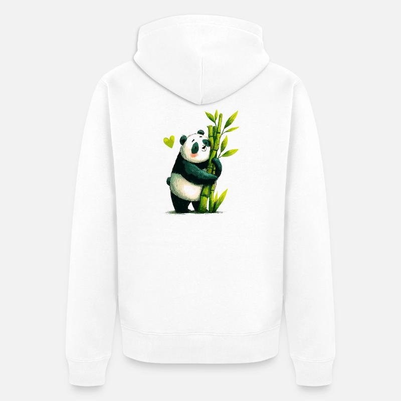 Câlin de panda avec du bambou - Veste à capuche bio Premium Unisexe - blanc