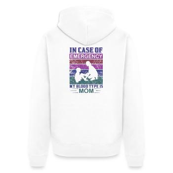 Für den Notfall ist meine Blutgruppe Mama-Shirt - Unisex Premium Bio Zip Hoodie - Weiß - Hinten - Thijin (182cm)
