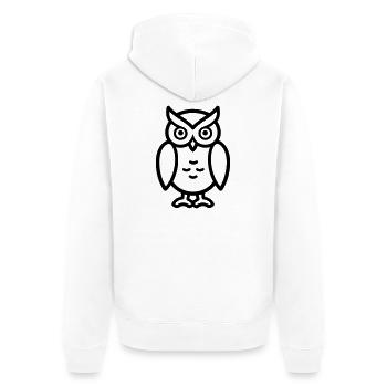 Eule - Unisex Premium Bio Zip Hoodie - Weiß - Hinten - Thijin (182cm)