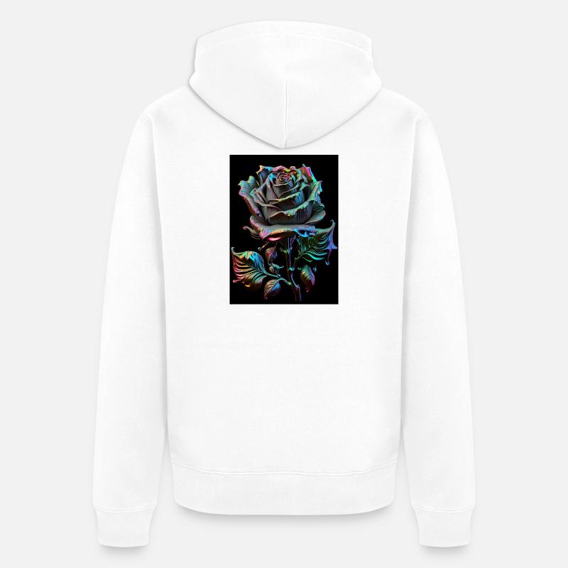 Rainbow Rose Metallic - Veste à capuche bio Premium Unisexe - blanc