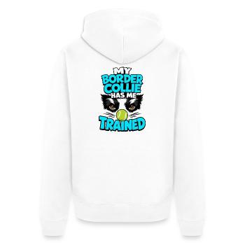 Border Collie hat mich trainiert, lustiges Hundebesitzer-Geschenk - Unisex Premium Bio Zip Hoodie - Weiß - Hinten - Thijin (182cm)