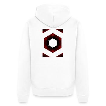 Motif hexagonal Kaléidoscope de Feu - Veste à capuche bio Premium Unisexe - blanc - Dos - Thijin (182cm)