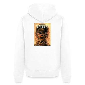 Porto Techno Festival  – Glitchkunst - Unisex Premium Bio Zip Hoodie - Weiß - Hinten - Thijin (182cm)