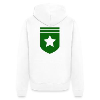 Grünes Abzeichen mit Stern - Unisex Premium Bio Zip Hoodie - Weiß - Hinten - Thijin (182cm)