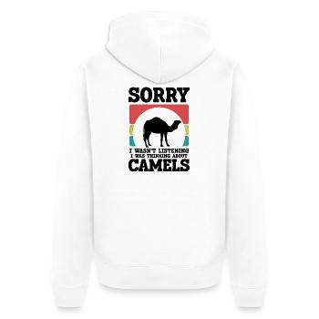 Kamel Spruch Retro - Unisex Premium Bio Zip Hoodie - Weiß - Hinten - Thijin (182cm)