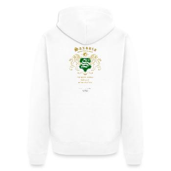 Saxonia Wappen Löwen-Emblem - Unisex Premium Bio Zip Hoodie - Weiß - Hinten - Thijin (182cm)