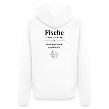 Fische Sternzeichen Eigenschaften - Unisex Premium Bio Zip Hoodie - Weiß - Hinten - Thijin (182cm)