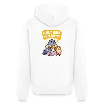 Heilige Taube im Dienst - Unisex Premium Bio Zip Hoodie - Weiß - Hinten - Thijin (182cm)